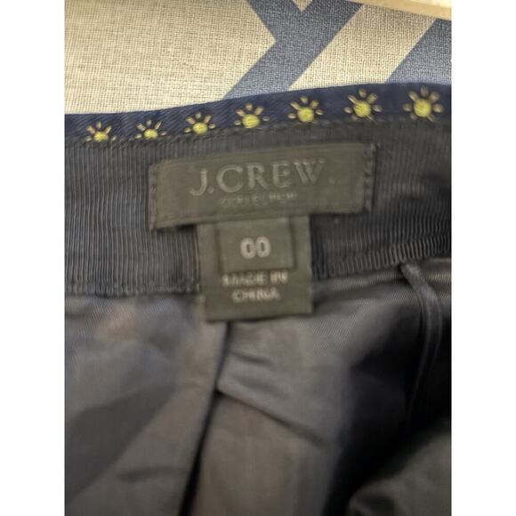 Navy And Yellow Sunshine Twee J Crew Mini Silk Skirt Size 00 - Picture 5 of 6